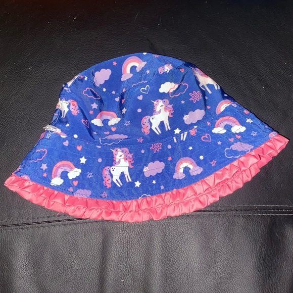 Girls UV SKINZ Reversible Beach Sun Bucket Hat Pink/Unicorn Size 5 - Picture 3 of 4